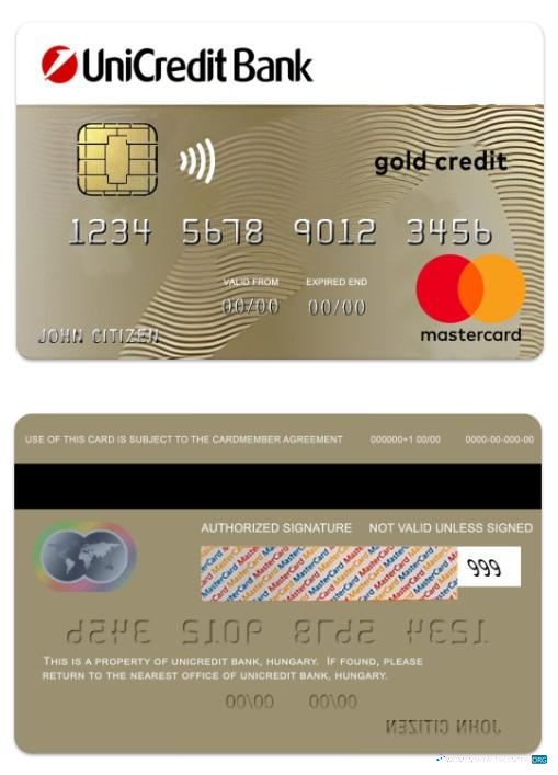 Download Hungary UniCredit Bank gold credit mastercard Photoshop template